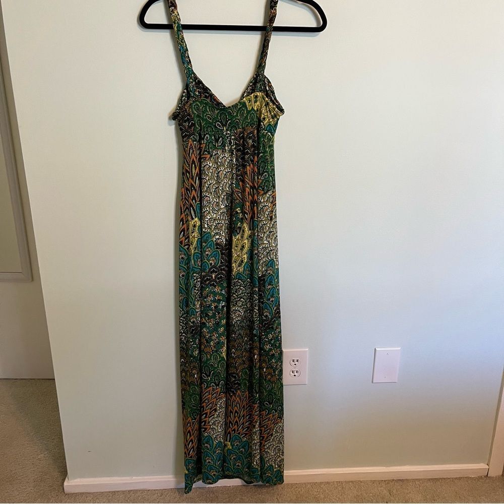 Moa Moa Boho Green Print Maxi Dress Size Small - Picture 7 of 10